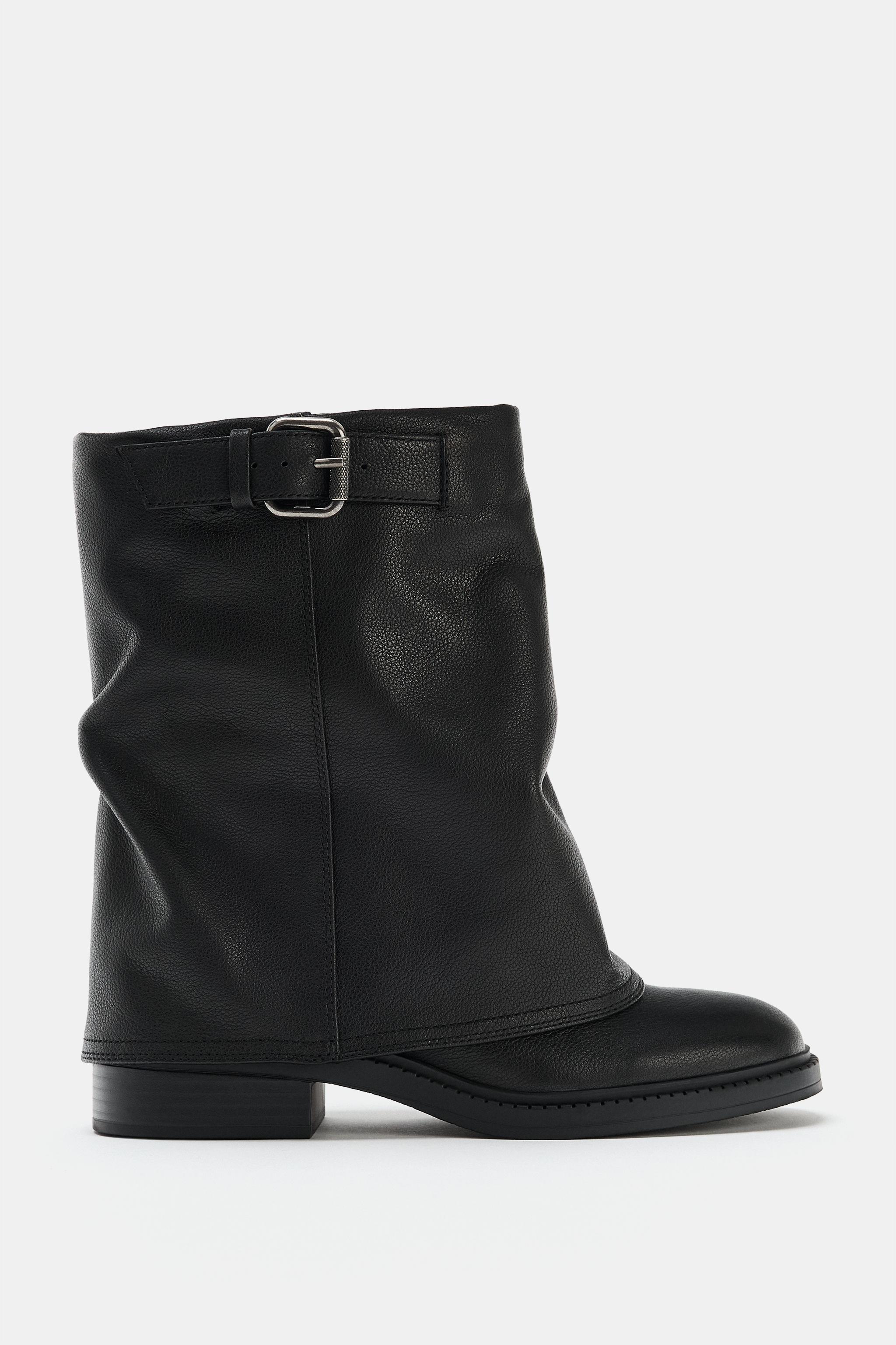 BUCKLED LEATHER ANKLE BOOTS